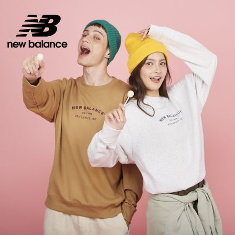 NEW BALANCE [New Balance]刺繡文字長袖上衣_男性_棕色_MT43558GIN