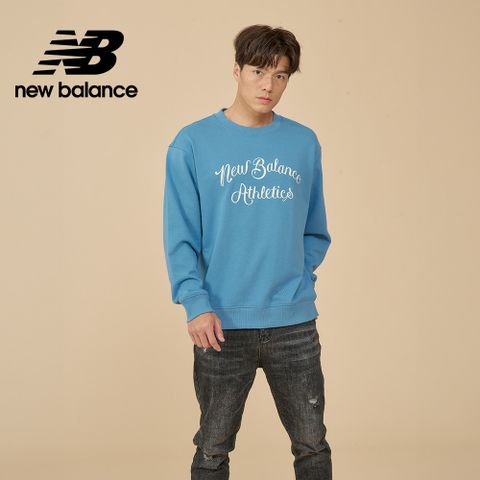 [New Balance]刺繡文字長袖上衣_男性_藍色_MT43583HEB
