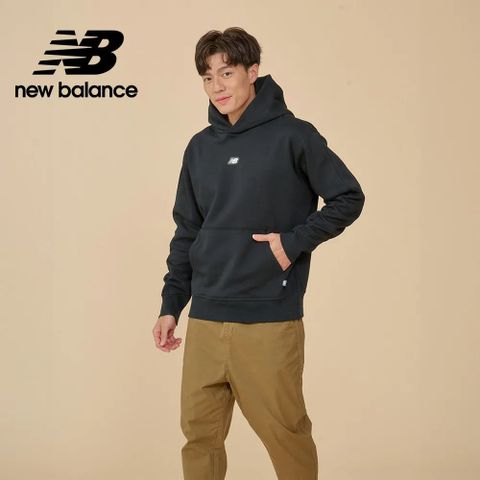 [New Balance]刷毛連帽長袖上衣_男性_黑色_MT44583BK