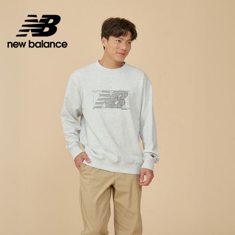 [New Balance]圖案長袖上衣_男性_淺灰色_MT43559AHH