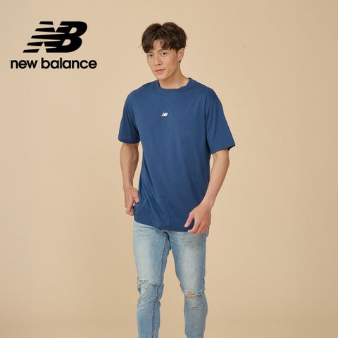 [New Balance]LOGO短袖上衣_男性_藍色_MT44586NNY