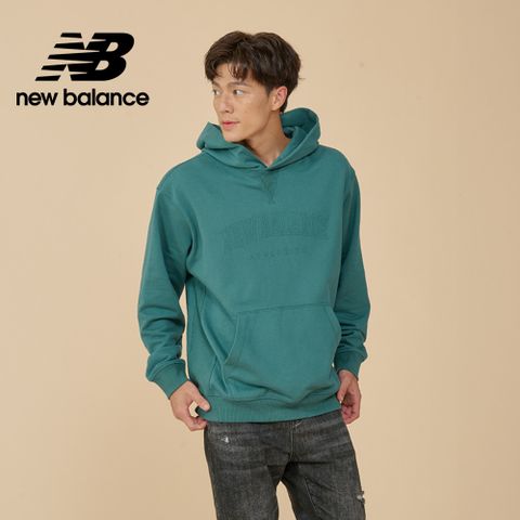 [New Balance]挺版厚磅連帽長袖上衣_男性_綠色_MT43500NUS