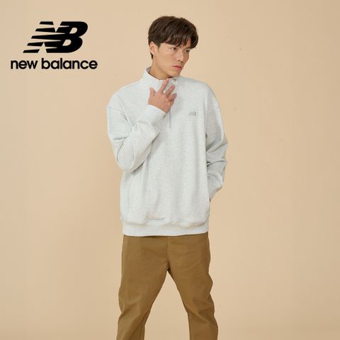[New Balance]半開襟拉鍊長袖上衣_男性_淺灰色_MT43501AHH