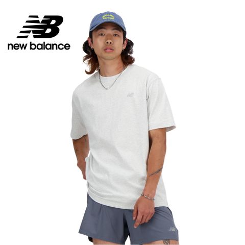 [New Balance]厚磅LOGO短袖上衣_男性_淺灰色_MT41533AHH