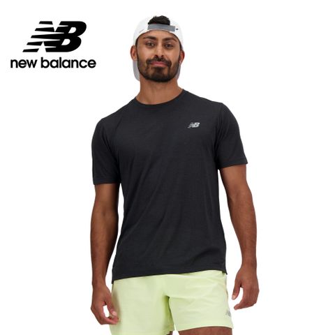 [New Balance]涼感緹花網眼短袖上衣_男性_黑色_MT41253BK