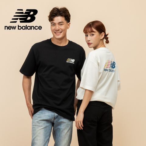 [New Balance]漸層文字短袖上衣_男性_黑色_MT51930BK