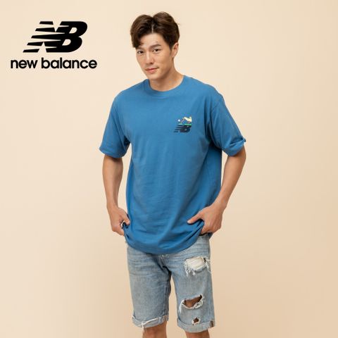 [New Balance]高爾夫插畫短袖上衣_男性_藍色_MT51904SET