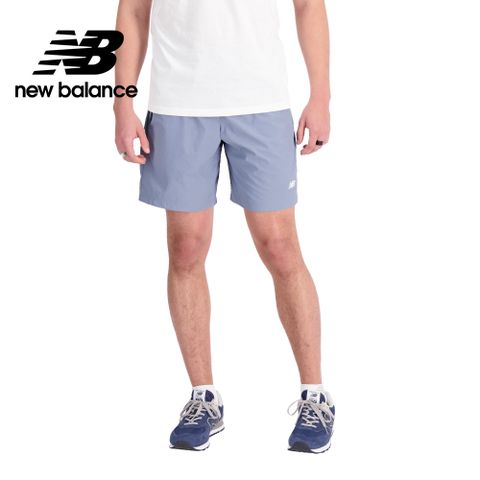 NEW BALANCE []拉鍊口袋鬆緊抽繩短褲_男性_灰藍色_AMS31532AGY