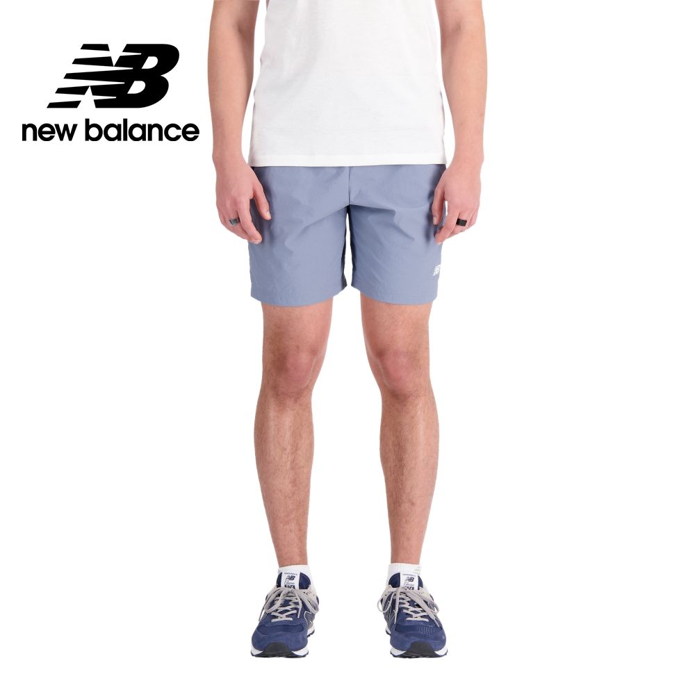 New Balance 紐巴倫 []拉鍊口袋鬆緊抽繩短褲_男性_灰藍色_AMS31532AGY