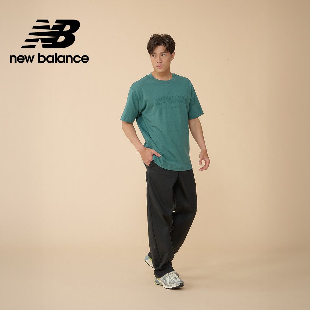 NEW BALANCE 挺版錐形長褲_男性_黑色_AMP43554BK