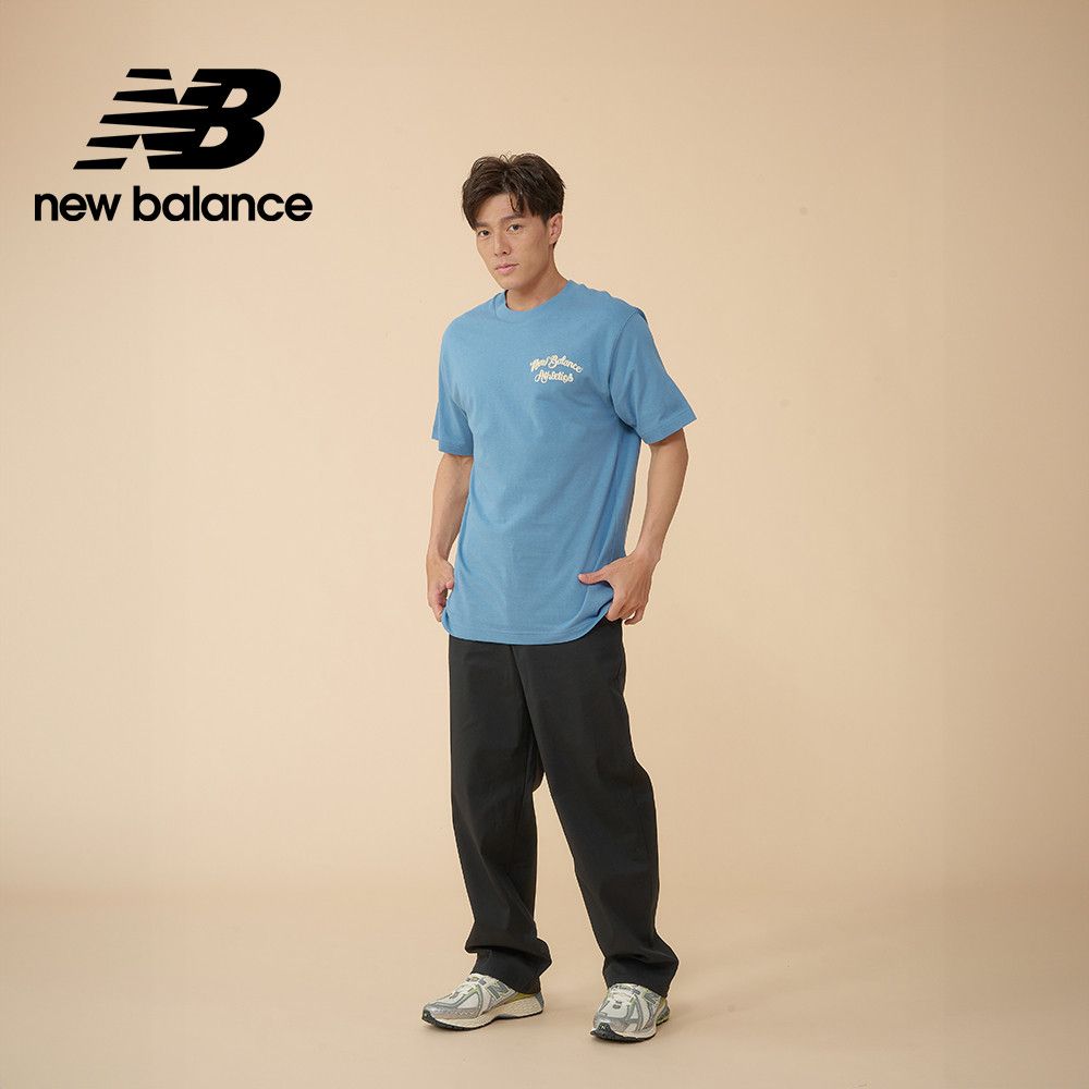 NEW BALANCE 挺版錐形長褲_男性_黑色_AMP43554BK