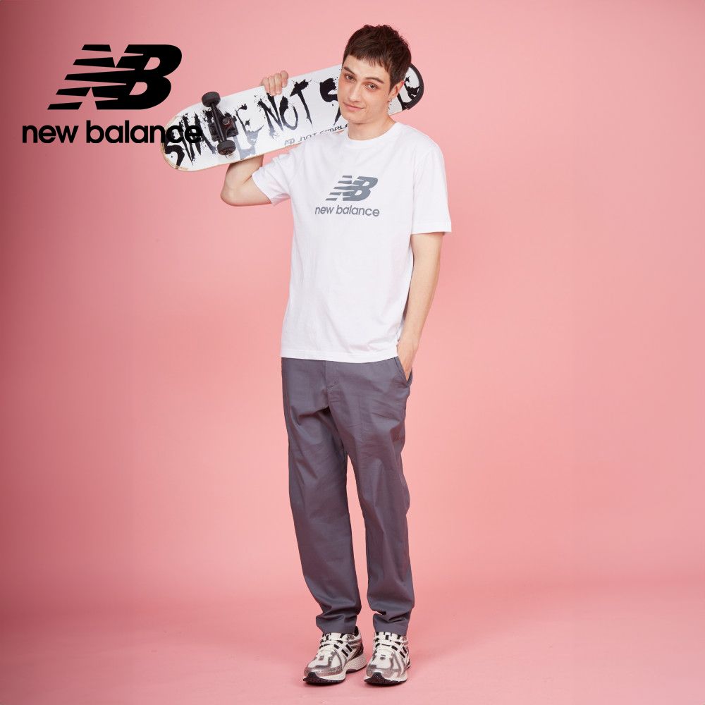 NEW BALANCE 挺版錐形長褲_男性_灰色_AMP43554GT