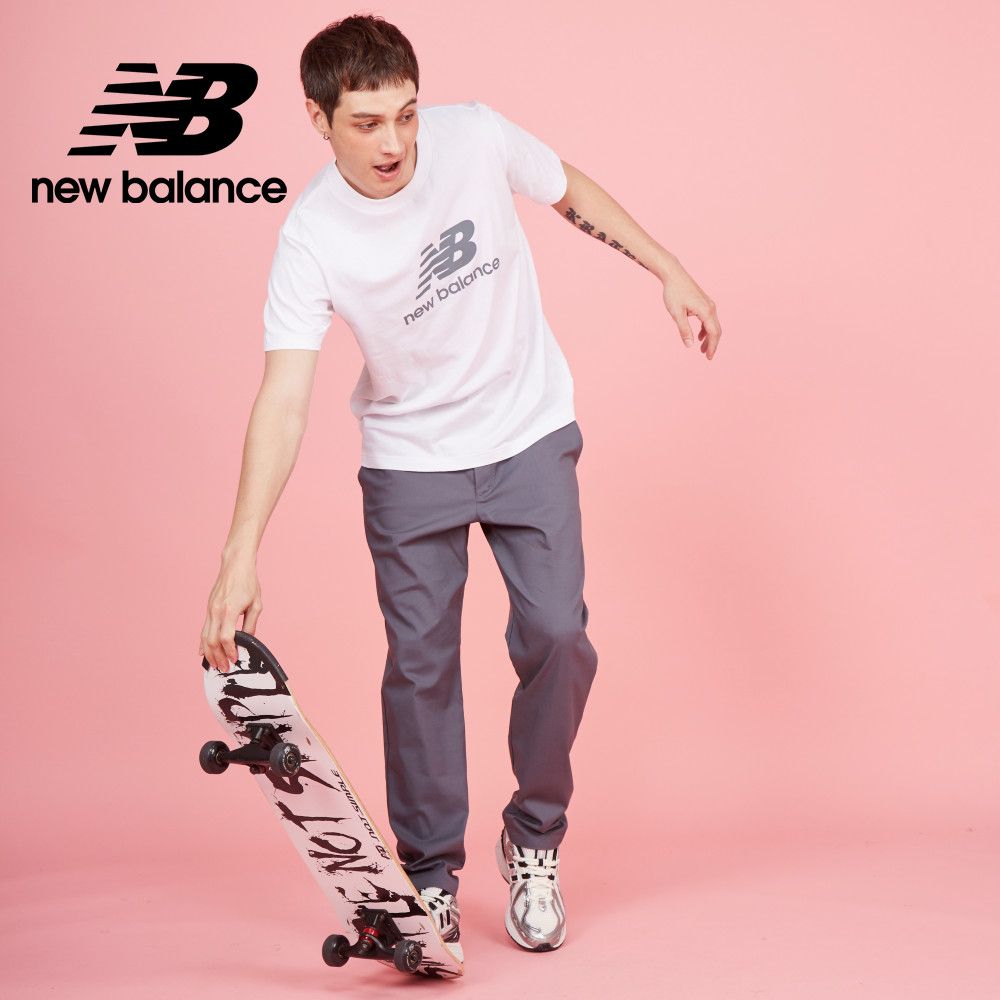 NEW BALANCE 挺版錐形長褲_男性_灰色_AMP43554GT