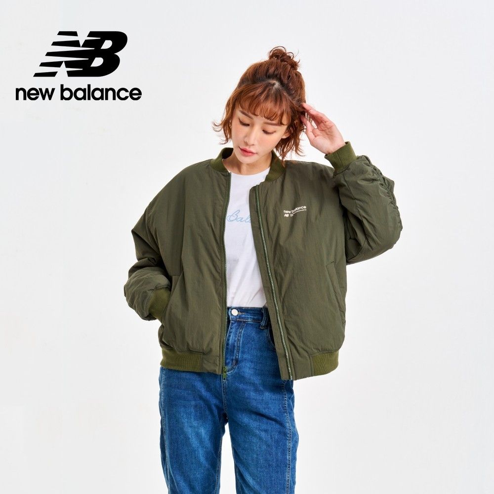 NEW BALANCE 抓皺設計飛行外套_女性_墨綠色_WJ33507KOU