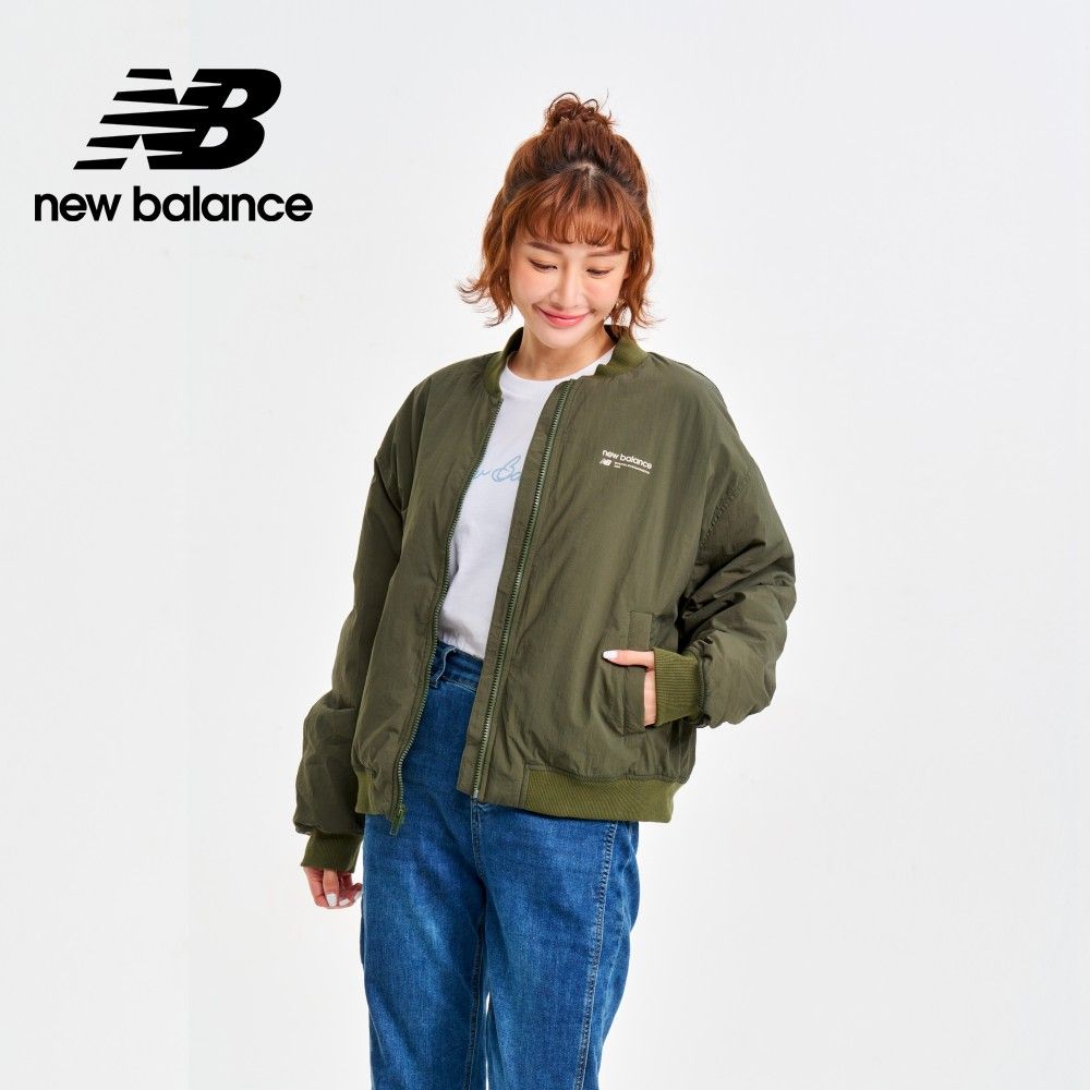 NEW BALANCE 抓皺設計飛行外套_女性_墨綠色_WJ33507KOU