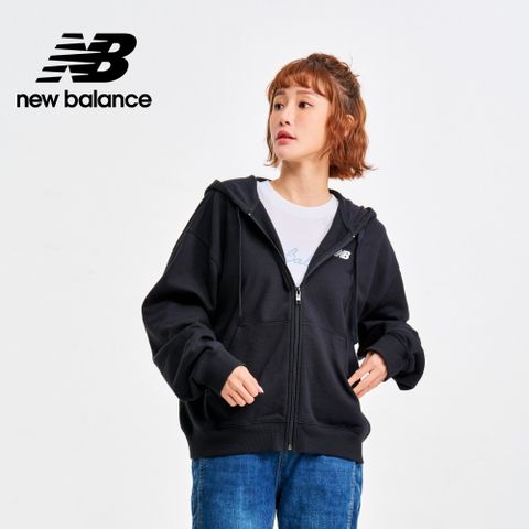 NEW BALANCE 刺繡NB休閒連帽外套_女性_黑色_WJ41501BK