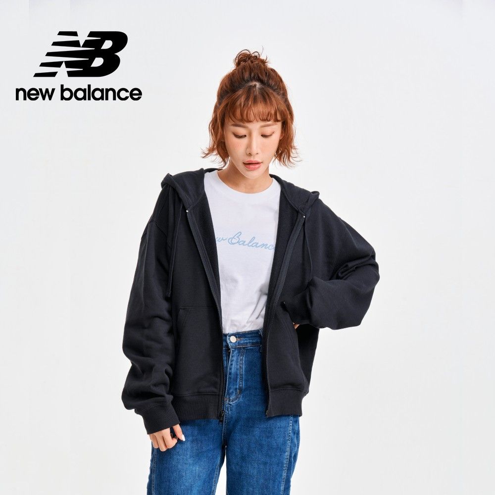 NEW BALANCE 刺繡NB休閒連帽外套_女性_黑色_WJ41501BK