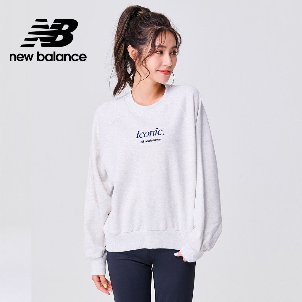 NEW BALANCE []電繡Iconic長袖上衣_女性_米灰色_AWT31557SAH