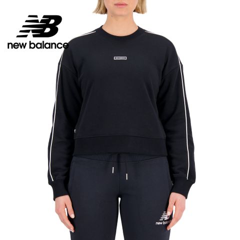 NEW BALANCE 落肩撞色滾邊長袖上衣_女性_黑色_WT33530BK