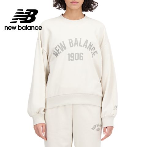 【New Balance】簡約落肩長袖上衣_女性_米杏色_WT33553MBM