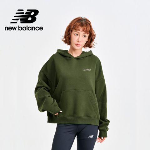 NEW BALANCE 刷毛保暖連帽長袖上衣_女性_墨綠色_WT33531KOU