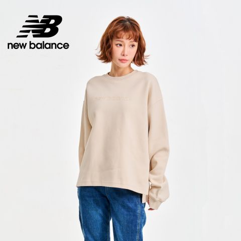 NEW BALANCE 前短後長太空棉長袖上衣_女性_杏色_WT41556LIN