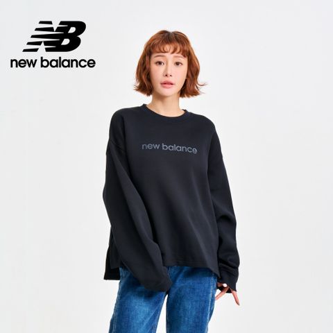 NEW BALANCE 前短後長太空棉長袖上衣_女性_黑色_WT41556BK