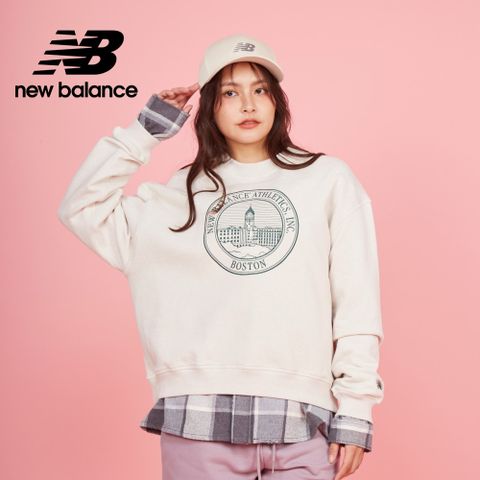 NEW BALANCE 【New Balance】刺繡學院風長袖上衣_女性_米杏色_WT43553LIT