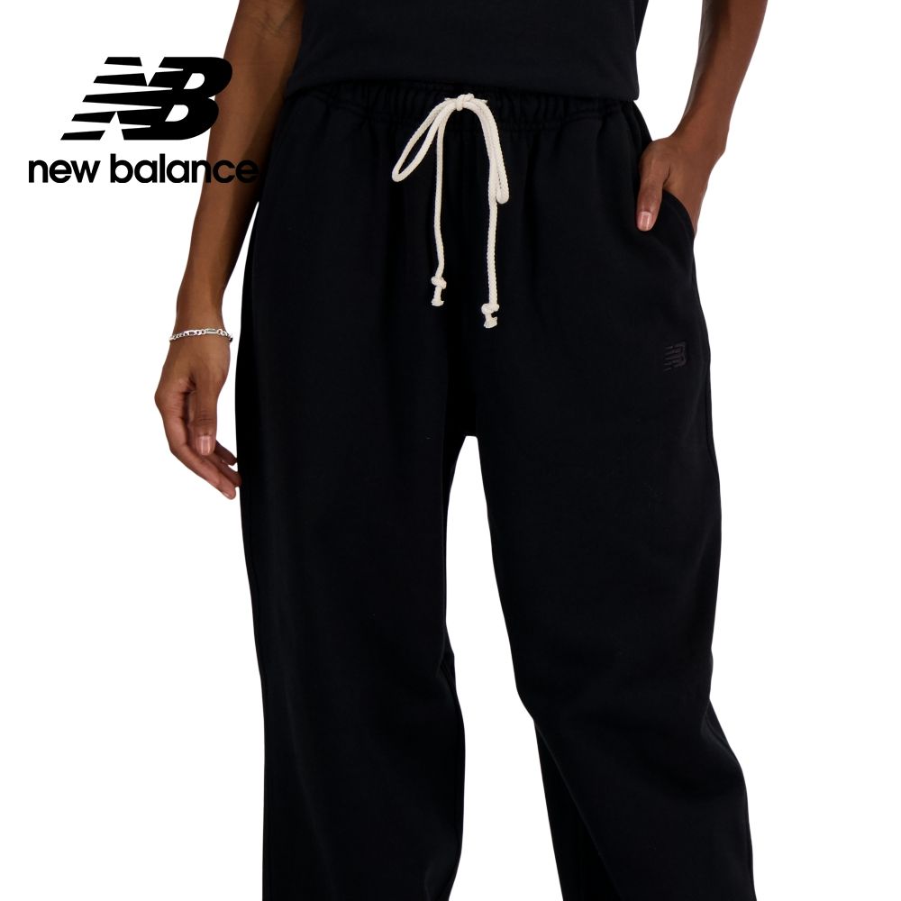 New Balance 紐巴倫 刺繡NB鬆緊抽繩棉質長褲_女性_黑色_AWP41513BK
