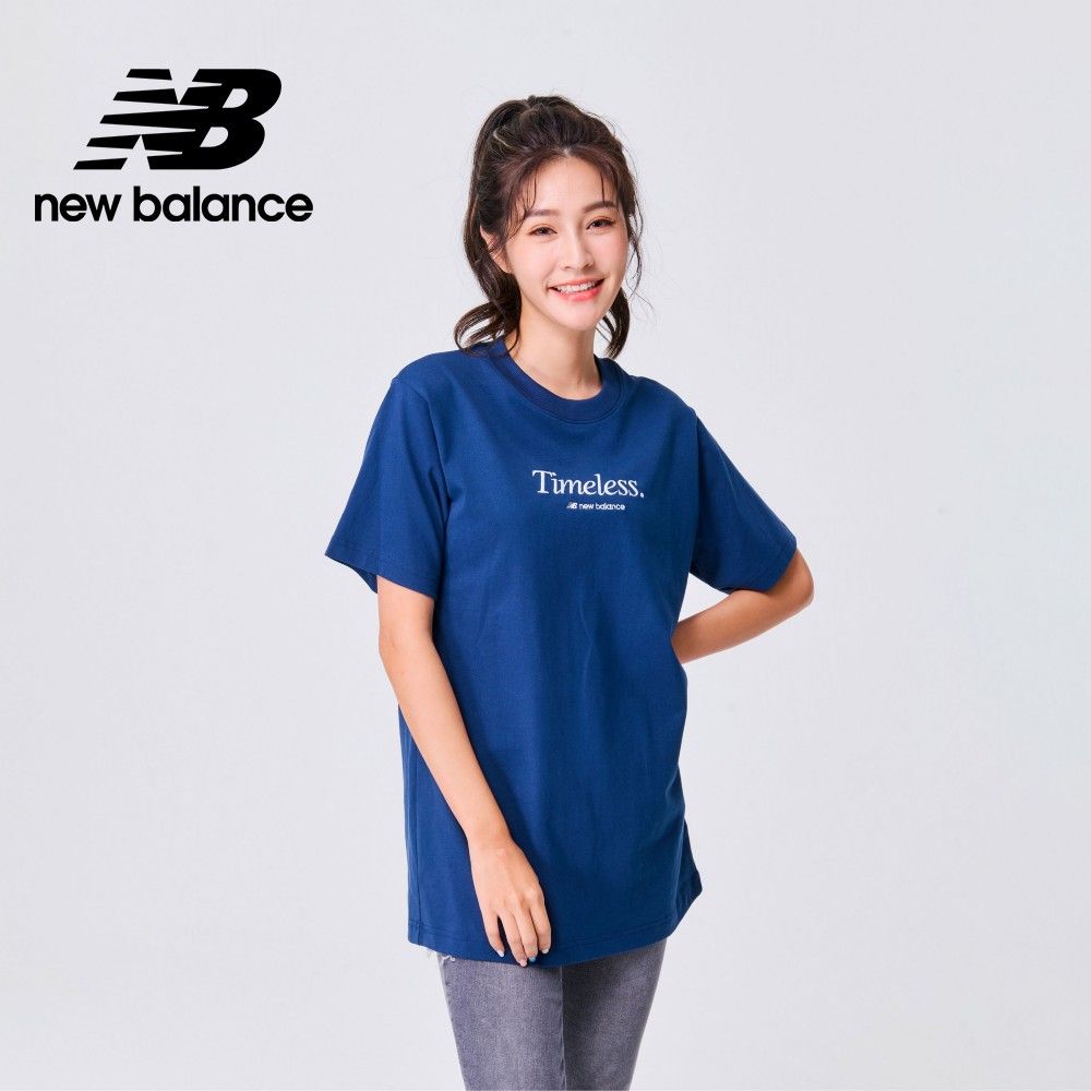 NEW BALANCE []圓領刺繡字母短袖上衣_女性_深藍色_WT31551NNY