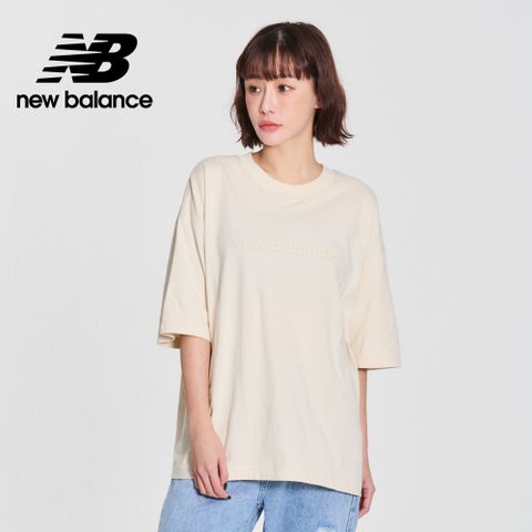 NEW BALANCE 寬鬆棉質短袖上衣_女性_杏色_WT41555LIN