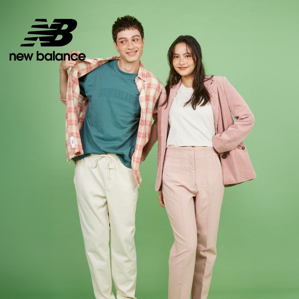 New Balance 紐巴倫 鋼印LOGO短版上衣_女性_米白色_WT43519LIT