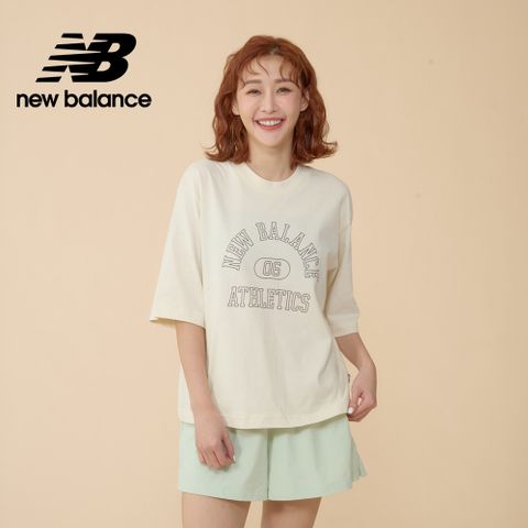 【New Balance】棉質短袖上衣_女性_杏色_WT43521LIN