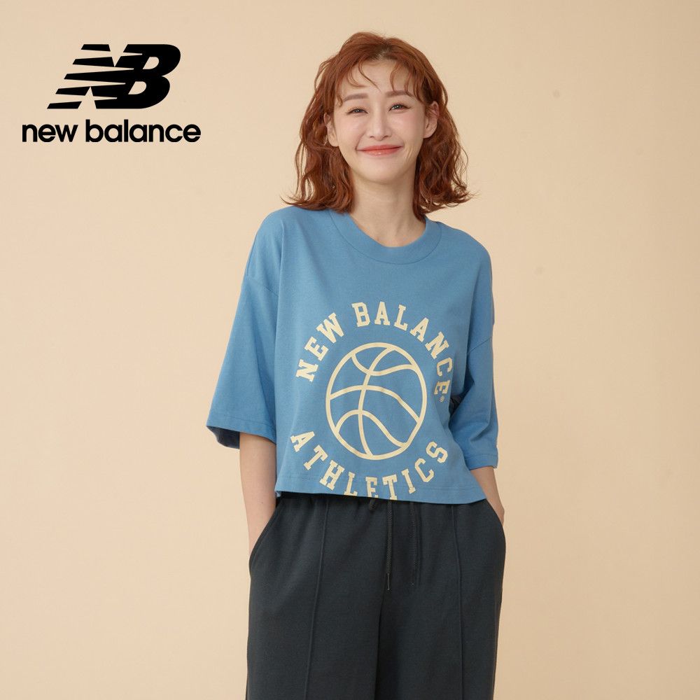 NEW BALANCE Hoops圖案短版上衣_女性_藍色_WT43549HEB