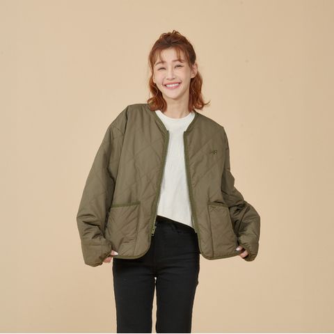 [New Balance]菱格輕薄防潑水外套_女性_軍綠色_WJ43517DMO