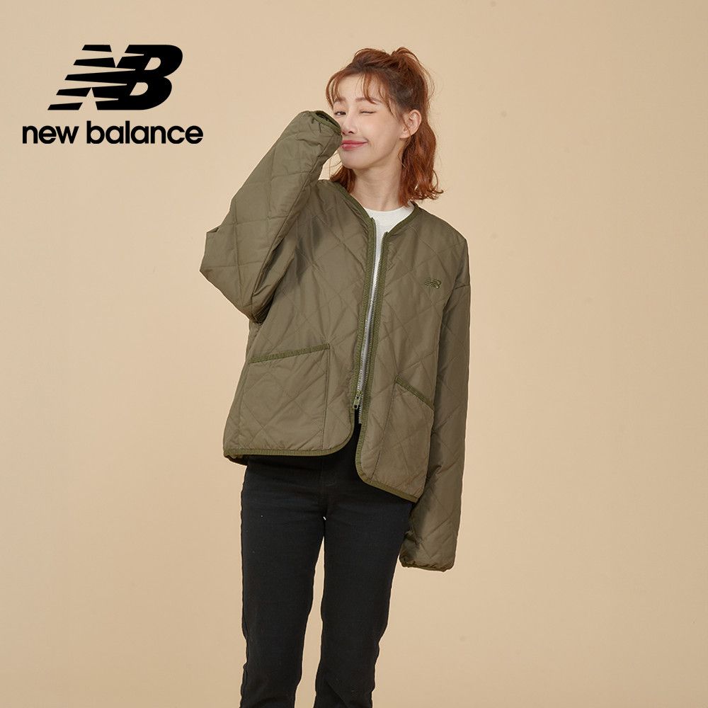 New Balance [New Balance]菱格輕薄防潑水外套_女性_軍綠色_WJ43517DMO