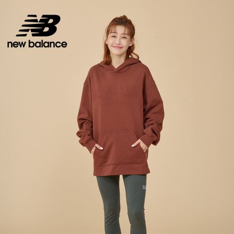[New Balance]刷毛前短後長連帽上衣_女性_咖啡色_WT43512ROK
