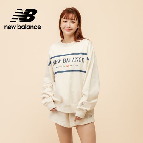 [New Balance]棉質刺繡長袖上衣_女性_杏色_WT51923LIN