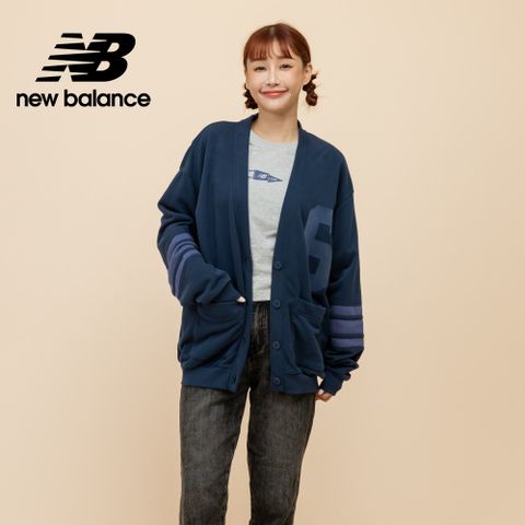 [New Balance]棉質長袖外套開襟衫_女性_深藍色_WT51515NNY