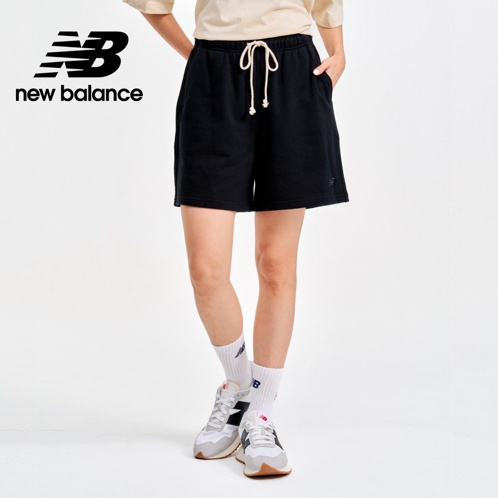 NEW BALANCE 鬆緊抽繩棉質短褲_女性_黑色_WS41508BK