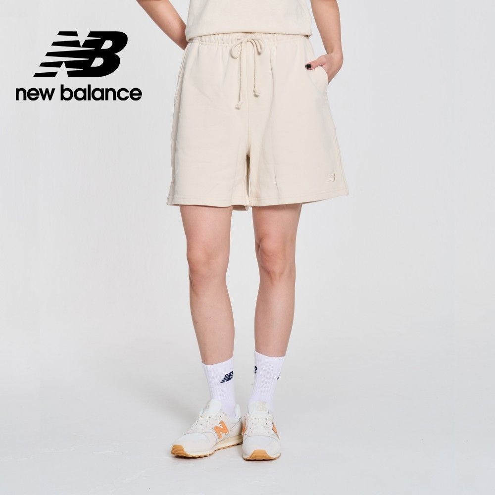 NEW BALANCE 鬆緊抽繩棉質短褲_女性_杏色_WS41508LIN