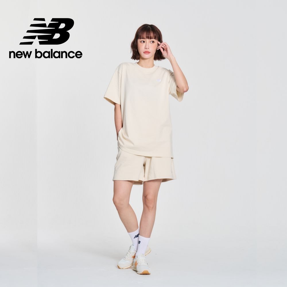 NEW BALANCE 鬆緊抽繩棉質短褲_女性_杏色_WS41508LIN