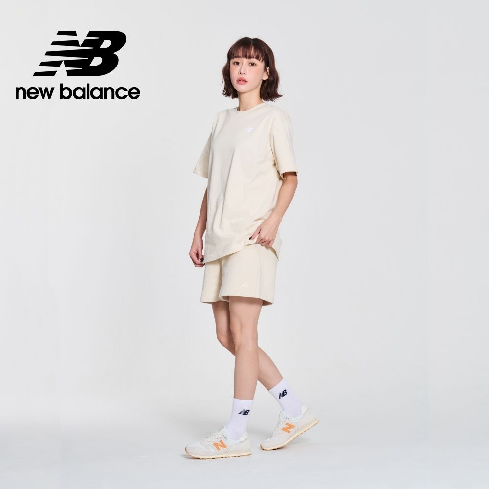 NEW BALANCE 鬆緊抽繩棉質短褲_女性_杏色_WS41508LIN