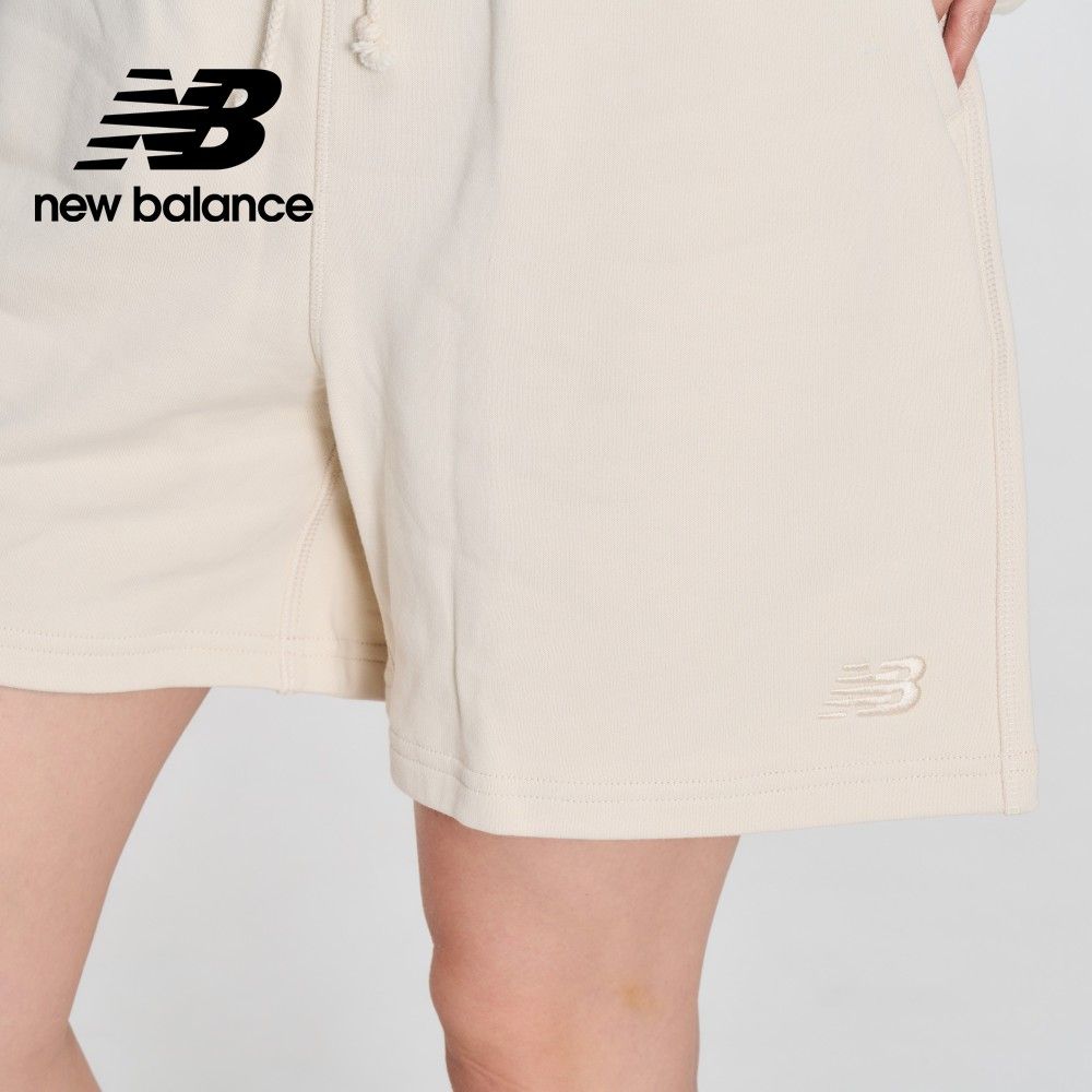 NEW BALANCE 鬆緊抽繩棉質短褲_女性_杏色_WS41508LIN