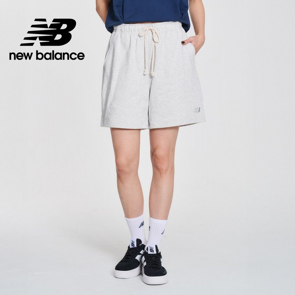 NEW BALANCE 鬆緊綁繩棉質短褲_女性_淺灰色_WS41508AHH