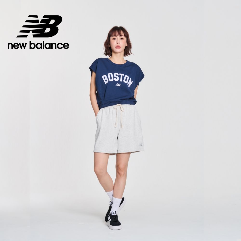 NEW BALANCE 鬆緊綁繩棉質短褲_女性_淺灰色_WS41508AHH