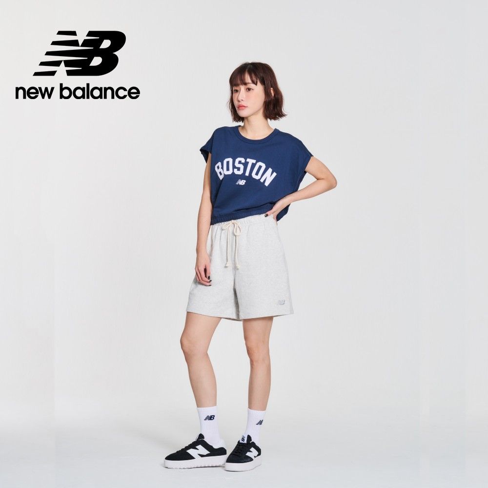 NEW BALANCE 鬆緊綁繩棉質短褲_女性_淺灰色_WS41508AHH