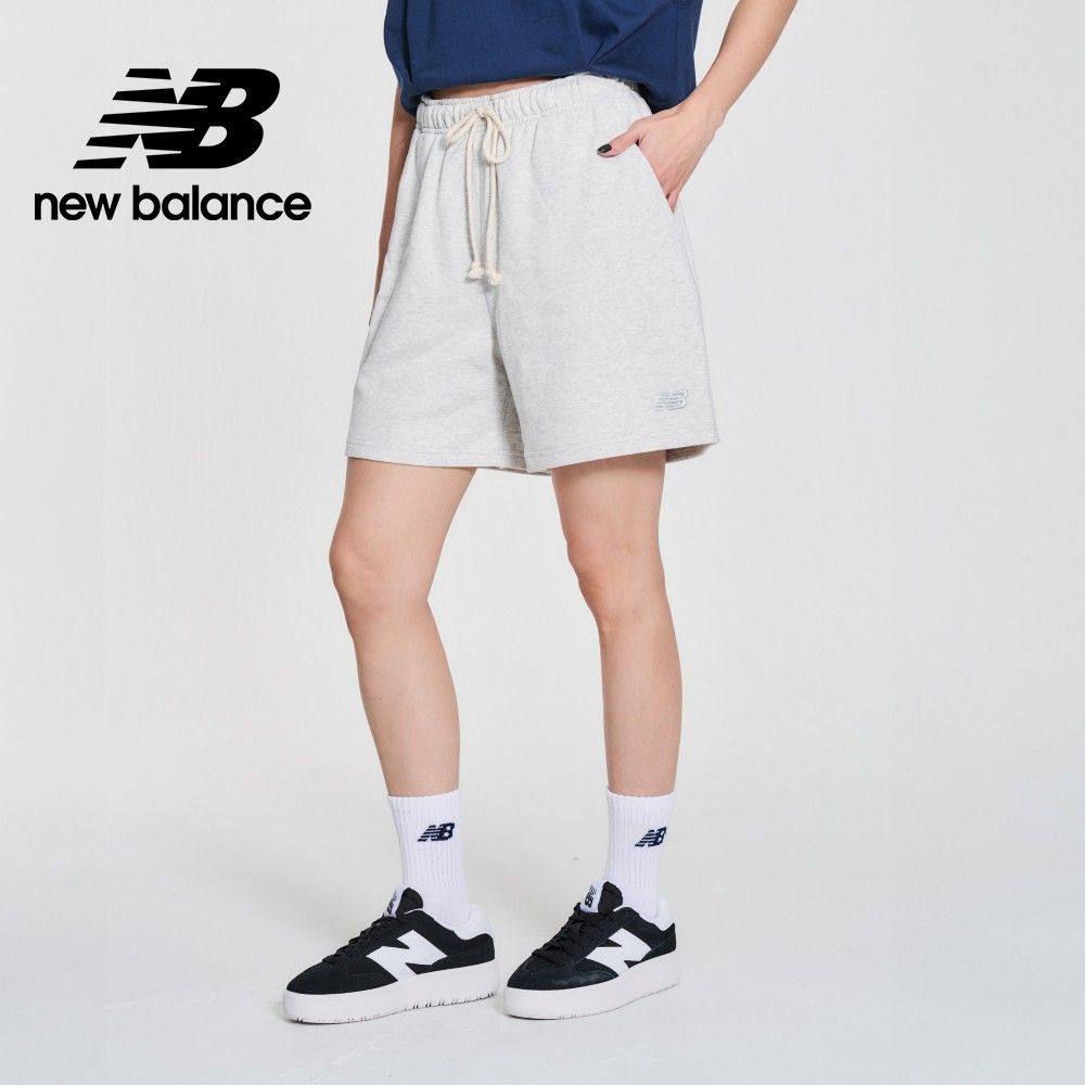 NEW BALANCE 鬆緊綁繩棉質短褲_女性_淺灰色_WS41508AHH