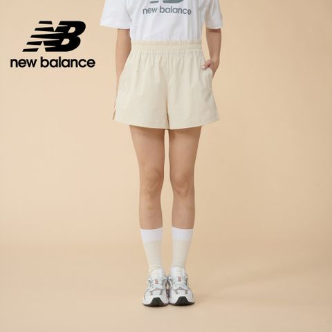 NEW BALANCE 鬆緊休閒運動短褲_女性_米杏色_WS43171LIN