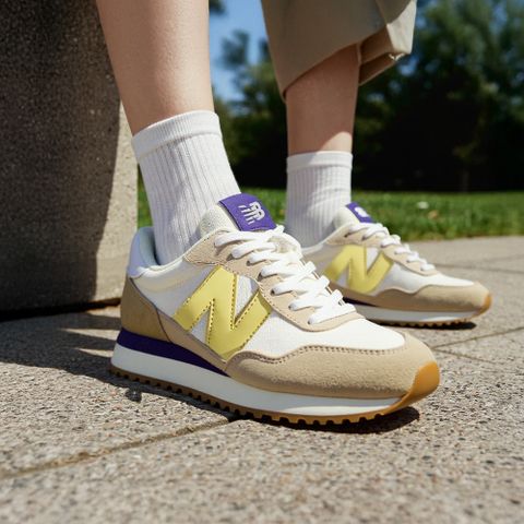 [New Balance]復古鞋_女性_米黃紫色_WS237MY-B楦